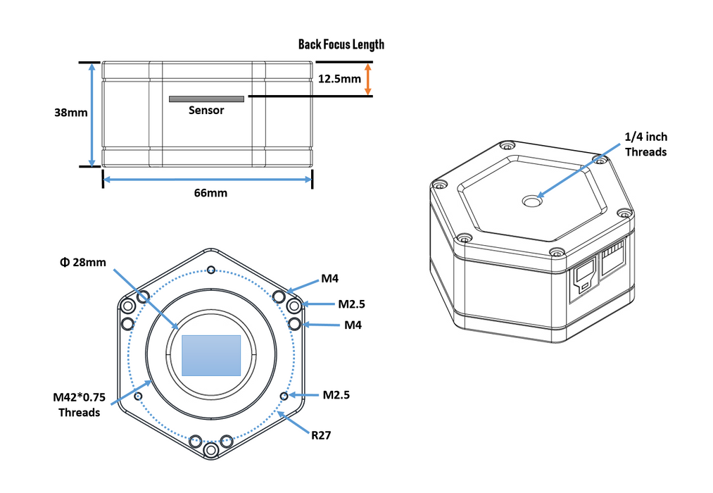 Player One Astronomy Apollo 428M MAX (IMX428) USB3.0 Mono Camera