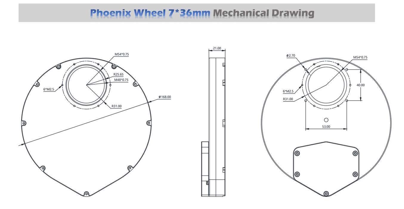 Player One Astronomy Phoenix Filter Wheel 5x2