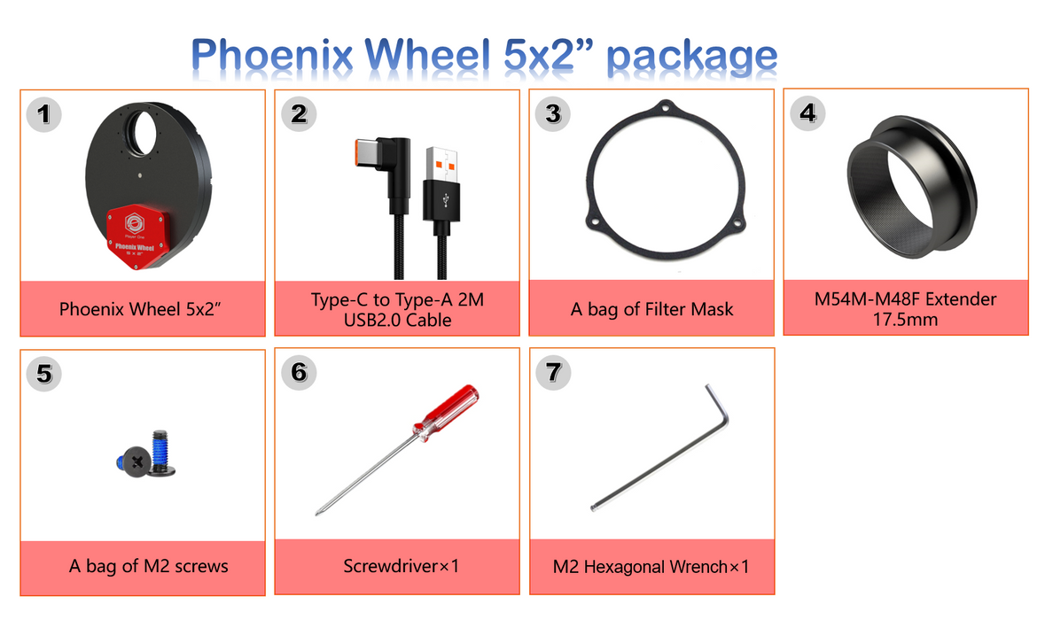 Player One Astronomy Phoenix Filter Wheel 5x2