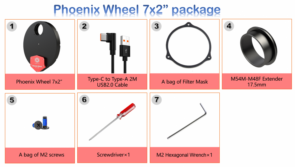 Player One Astronomy Phoenix Filter Wheel 7x2