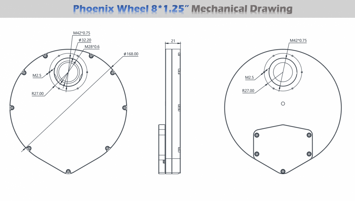 Player One Astronomy Phoenix Filter Wheel 8x1.25