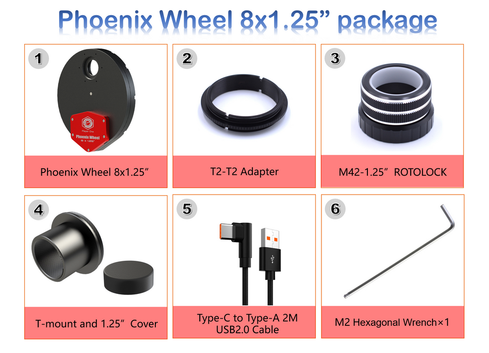 Player One Astronomy Phoenix Filter Wheel 8x1.25