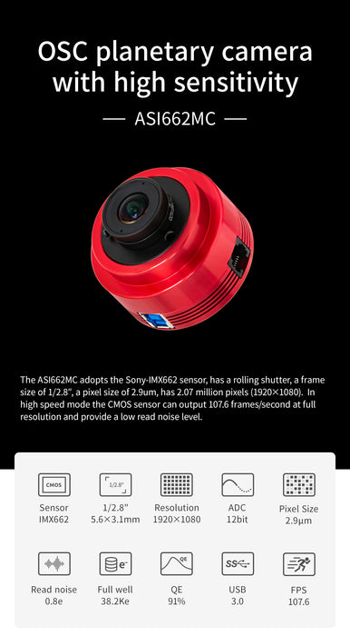 ZWO ASI662MC USB3.0 Color Astronomy Camera