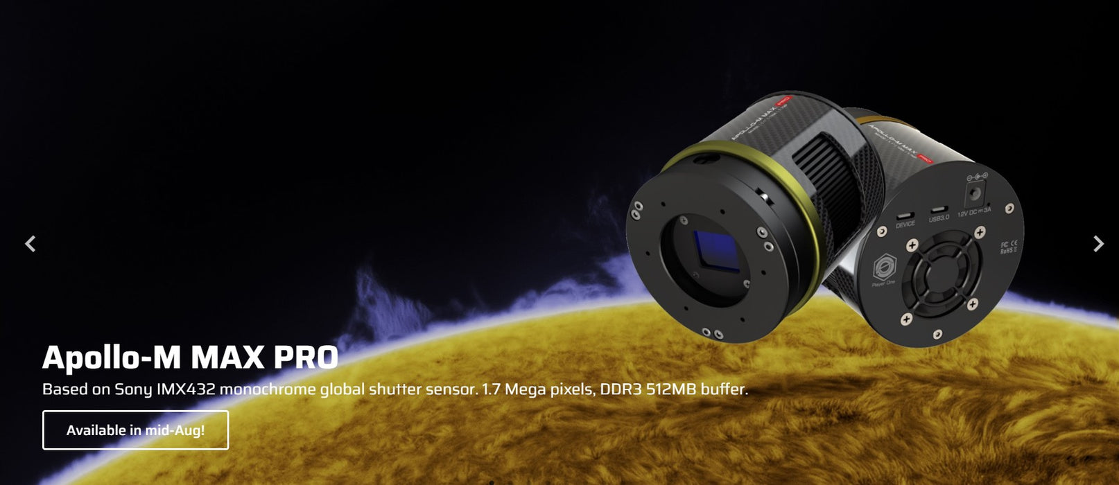 Player One Astronomy Apollo M MAX PRO (IMX432) USB3.0 Mono Camera