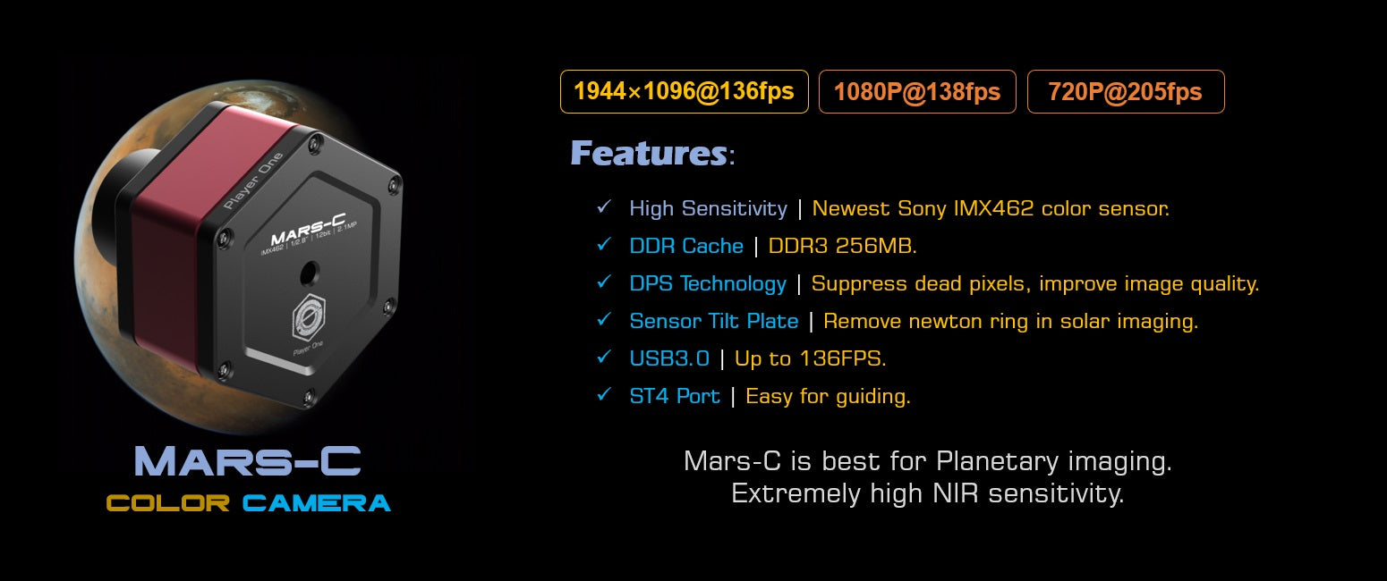Player One Mars-C (IMX462)USB3.0 Color Camera