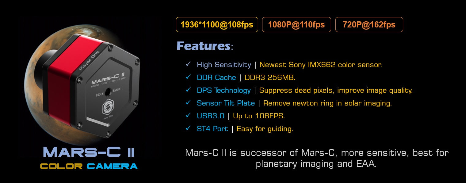 Player One Mars-C II (IMX662)USB3.0 Color Camera