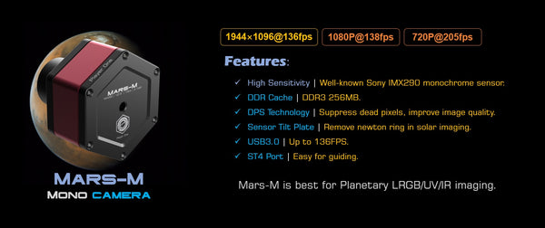 Player One Astronomy Mars-M (IMX290)USB3.0 Mono Camera