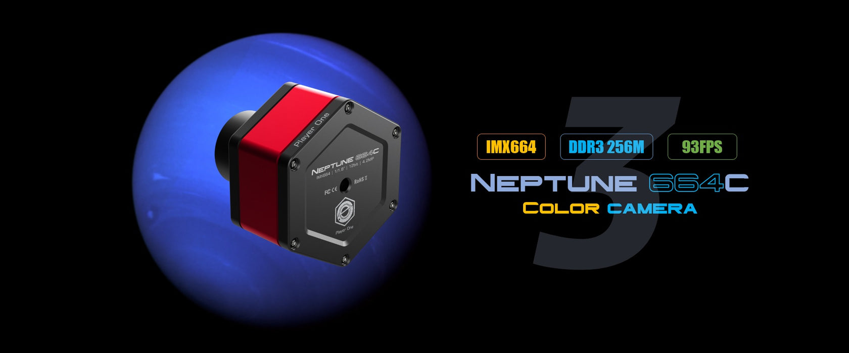 Player One Astronomy Neptune 664C  (IMX664)USB3.0 Color Camera