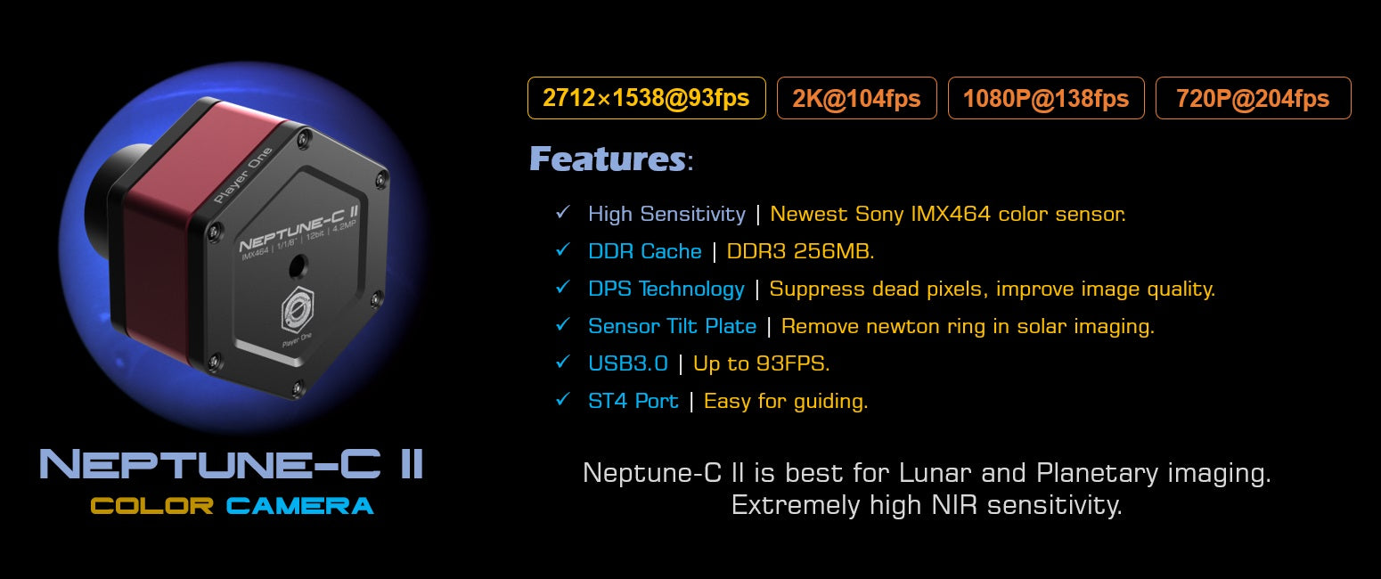 Player One Astronomy Neptune-C II (IMX464)USB3.0 Color Camera