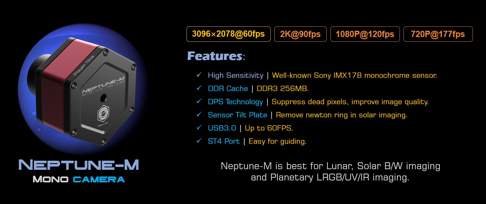 Player One Neptune-M (IMX178)USB3.0 Mono Camera