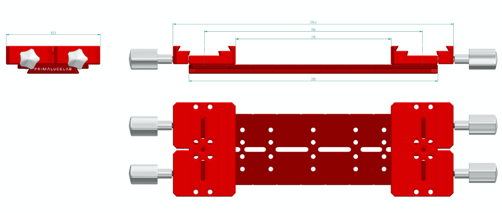 PrimaLuce Lab Side by side Losmandy plate 350mm PLUS large dovetail clamps (n.2 PLLMORVLPB + PLLLOS350P)