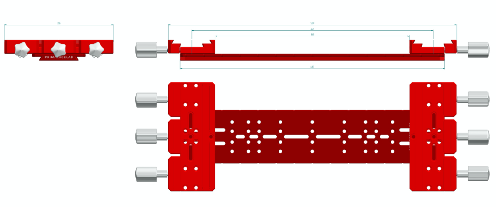 PrimaLuce Lab Side by side Losmandy plate 495mm PLUS maxi dovetail clamps (n.2 PLLMORVLPM + PLLLOS495P)