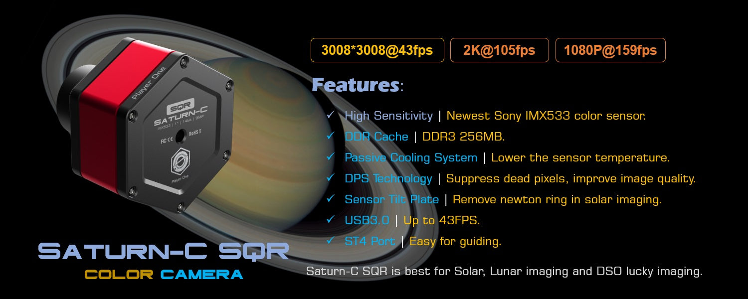 Player One Astronomy Saturn-C SQR (IMX533)USB3.0 Color Camera