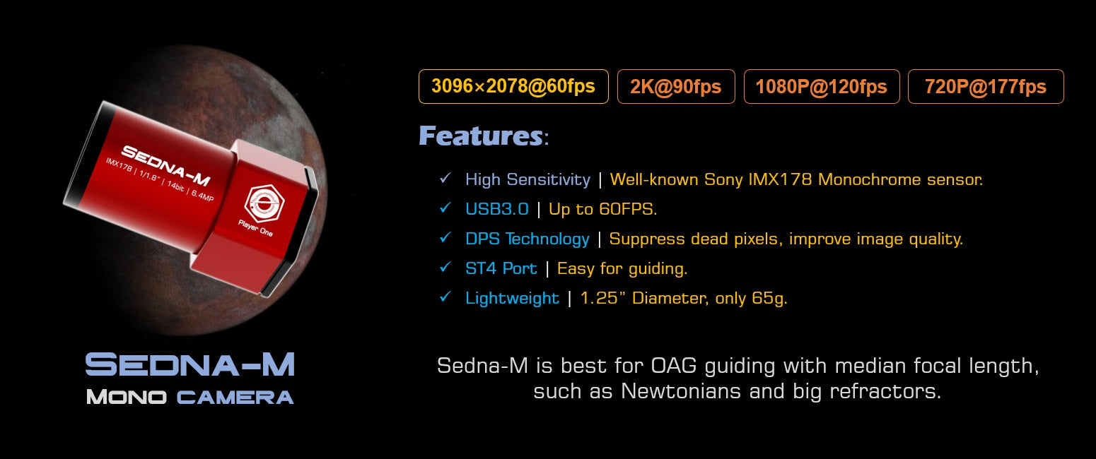 Player One Astronomy Sedna-M (IMX178)USB3.0 Mono Camera
