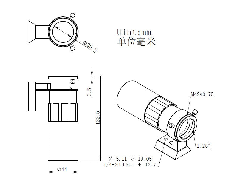 ZWO 30F4 Mini Guide Scope