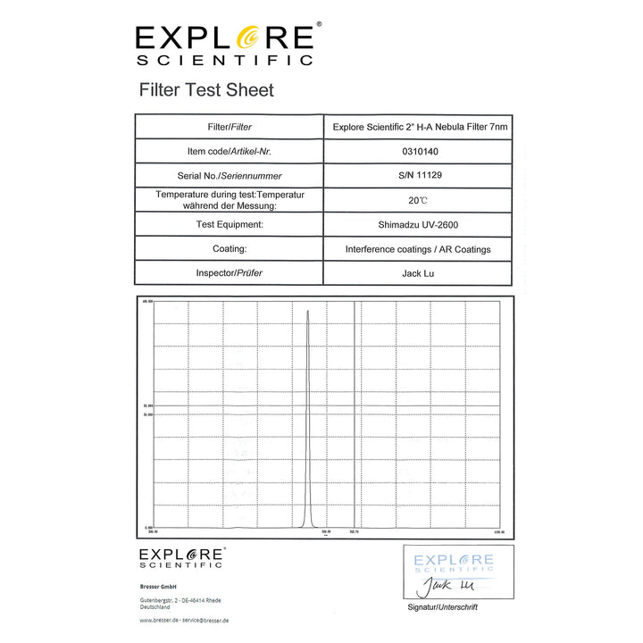 Nebula Filter H-Alpha 2-inch 7nm