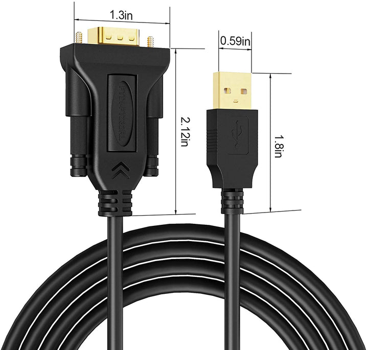 EXOS-2 PMC-Eight USB to RS232 Adapter (FTDI Chipset) 3' Cable