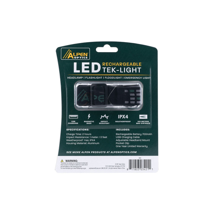 Alpen LED Rechargeable Headlamp/Flashlight