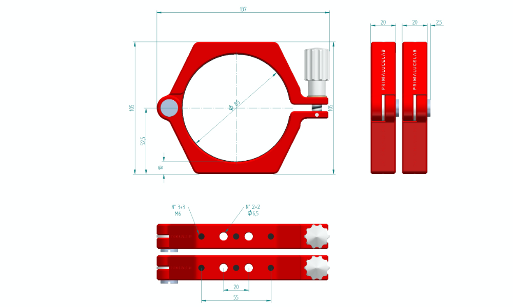 PrimaLuce Lab 85mm PLUS support rings