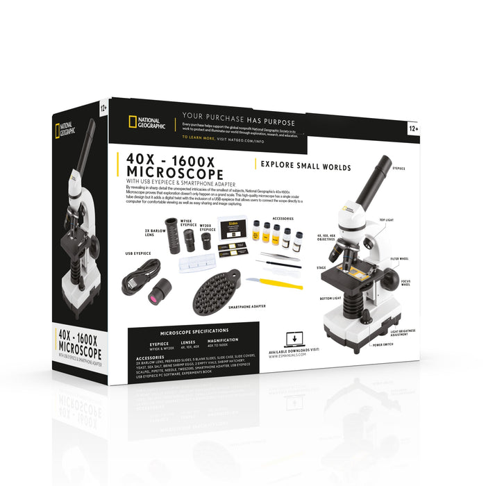 40x Bench Microscope National Geographic 40x-1600x Microscope with USB Eyepiece — Astroworld ...