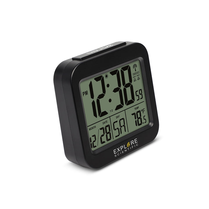 Explore Scientific Travel Alarm with radio-controlled Clock and Indoor Temperature Display